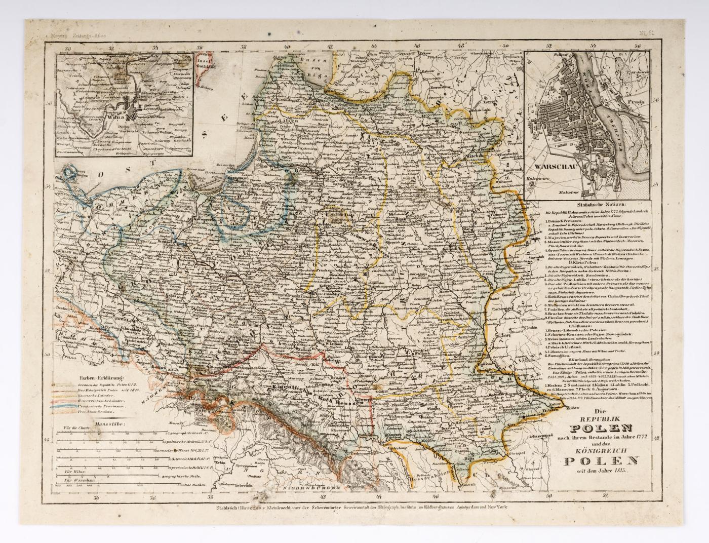 Mapa Rzeczpospolitej Polskiej po rozbiorze w 1772 roku i Królestwa Polskiego, kliknięcie na zdjęcie spowoduje jego powiększenie